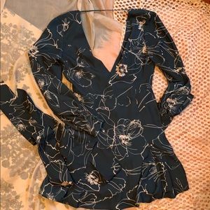 Deep teal floral dress